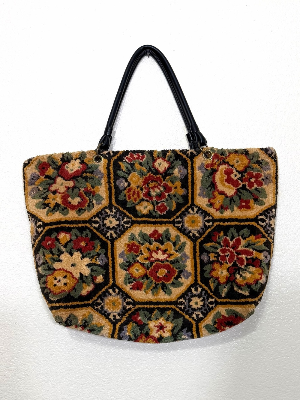 Vintage Carpet Tote Bag Floral Purse Shoulder Bag